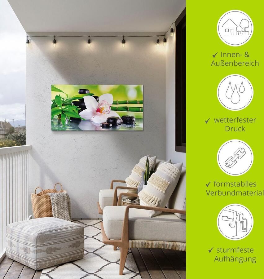 Artland Artprint Spa stenen bamboe takjes orchidee als artprint van aluminium artprint voor buiten artprint op linnen poster muursticker - Foto 4