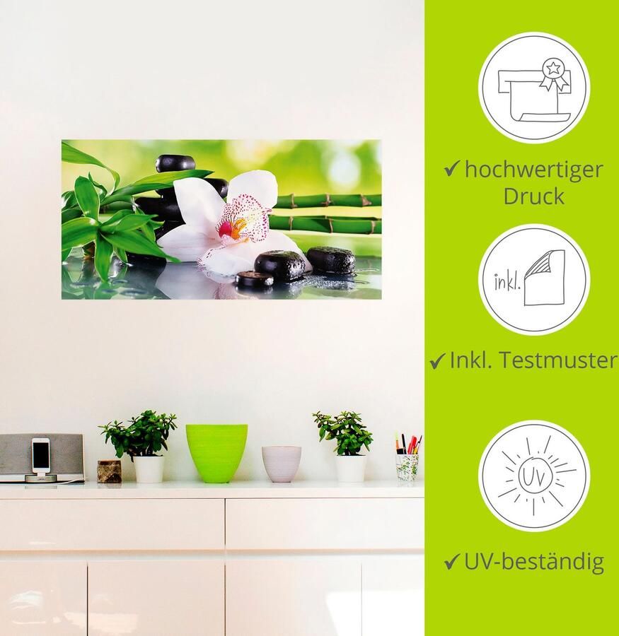 Artland Artprint Spa stenen bamboe takjes orchidee als artprint van aluminium artprint voor buiten artprint op linnen poster muursticker - Foto 3