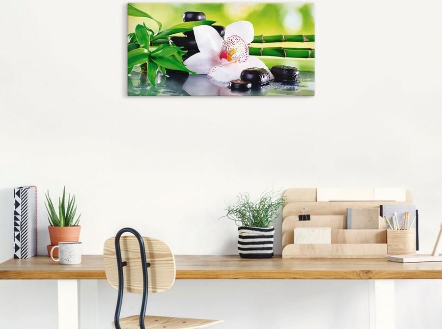 Artland Artprint Spa stenen bamboe takjes orchidee als artprint van aluminium artprint voor buiten artprint op linnen poster muursticker