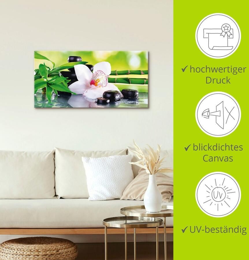 Artland Artprint Spa stenen bamboe takjes orchidee als artprint van aluminium artprint voor buiten artprint op linnen poster muursticker - Foto 2