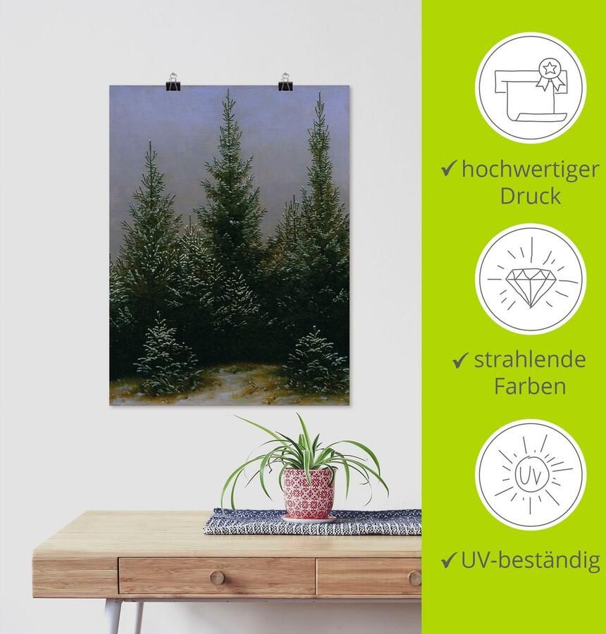 Artland Artprint Sparrenbossen in de sneeuw Dresdener Heide als artprint van aluminium artprint op linnen muursticker of poster in verschillende maten - Foto 3