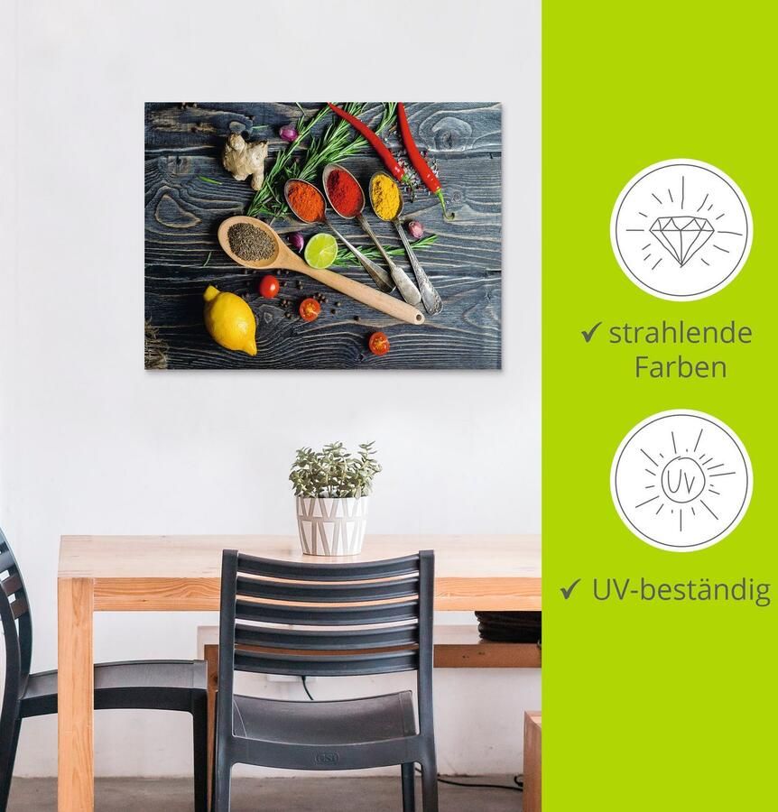 Artland Artprint Specerijen op metalen lepels als artprint van aluminium artprint voor buiten artprint op linnen poster muursticker - Foto 3