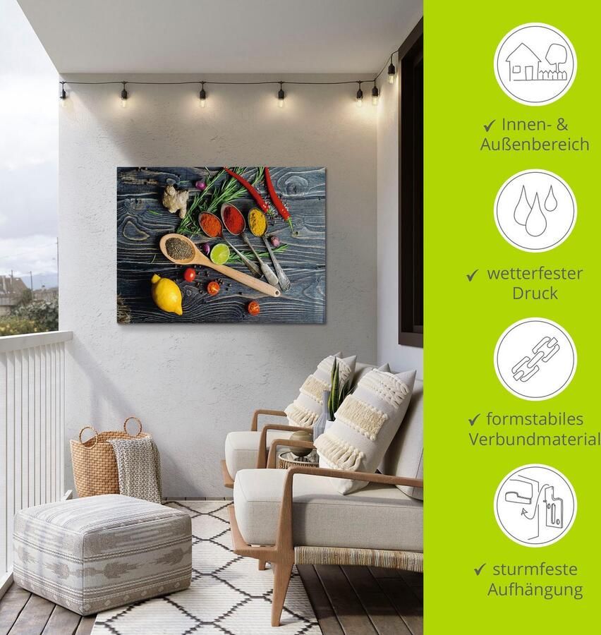 Artland Artprint Specerijen op metalen lepels als artprint van aluminium artprint voor buiten artprint op linnen poster muursticker - Foto 5