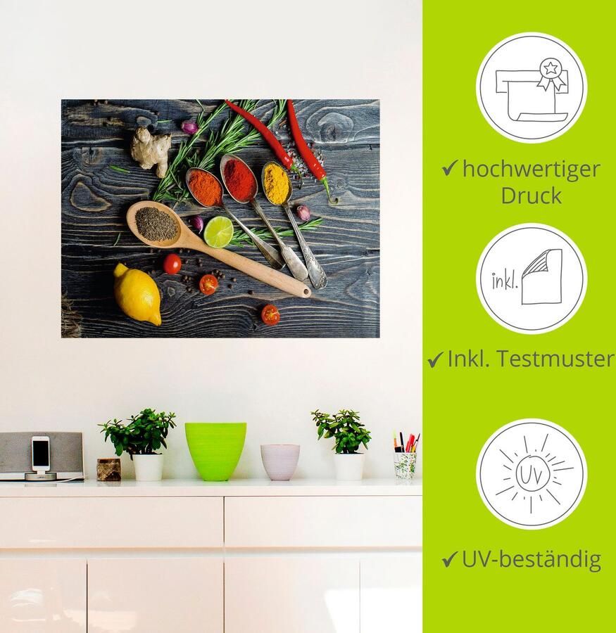 Artland Artprint Specerijen op metalen lepels als artprint van aluminium artprint voor buiten artprint op linnen poster muursticker - Foto 3