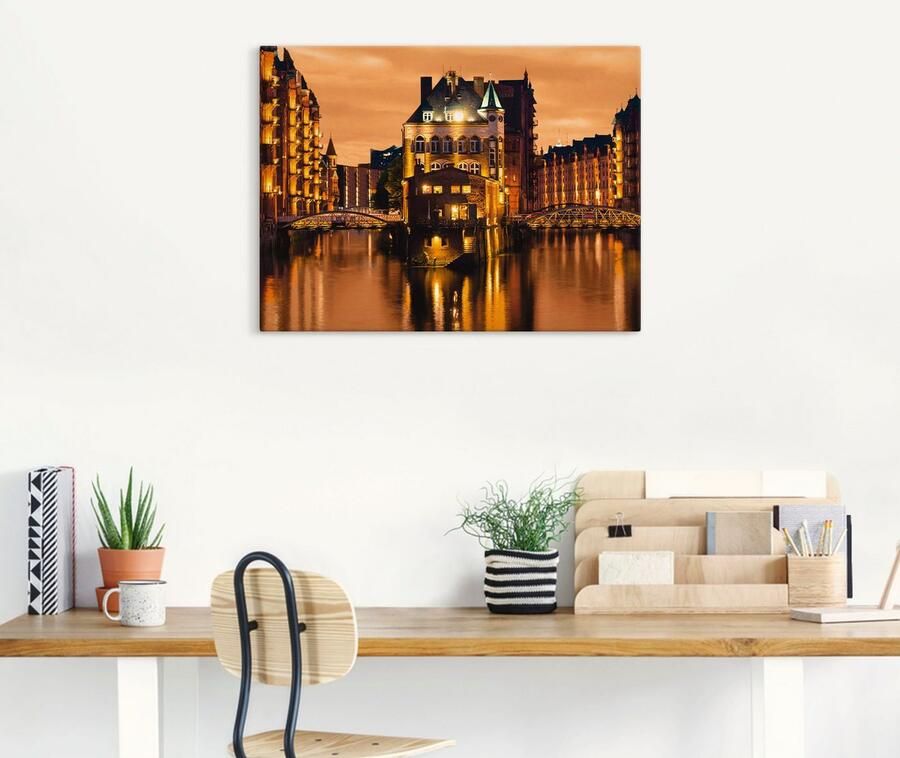 Artland Artprint Speicherstadt in Hamburg als artprint van aluminium artprint voor buiten artprint op linnen in verschillende maten