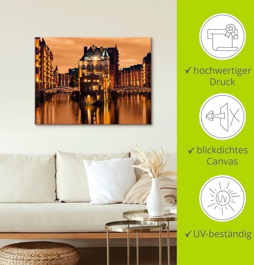 Artland Artprint Speicherstadt in Hamburg als artprint van aluminium artprint voor buiten artprint op linnen in verschillende maten - Foto 4