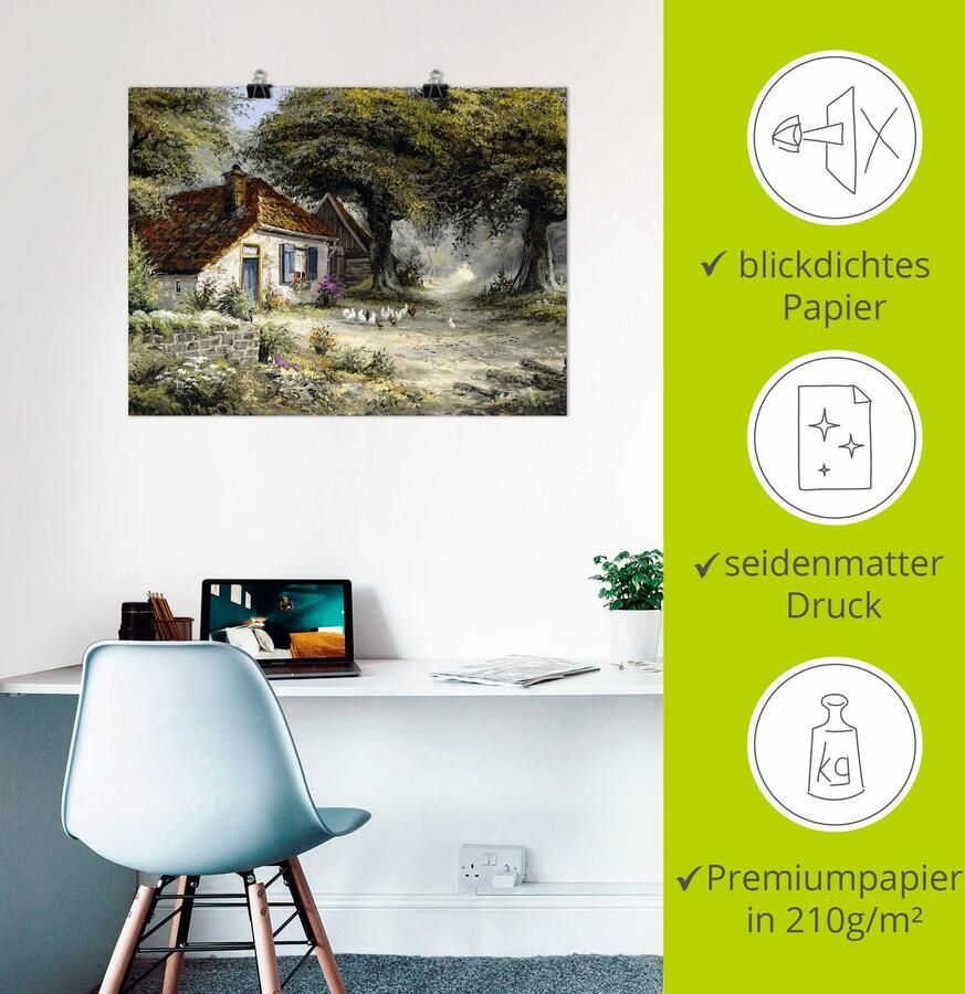 Artland Artprint Sprookjesachtige vakantiehuis als artprint op linnen poster in verschillende formaten maten - Foto 3