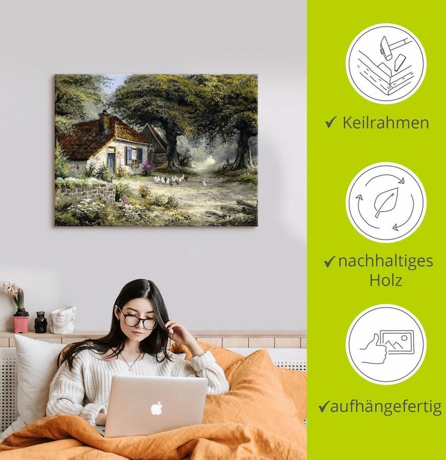 Artland Artprint Sprookjesachtige vakantiehuis als artprint op linnen poster in verschillende formaten maten - Foto 2