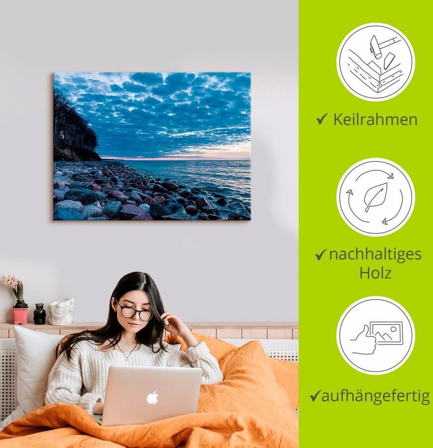 Artland Artprint Stenen aan de kust van de Oostzee als artprint op linnen muursticker in verschillende maten