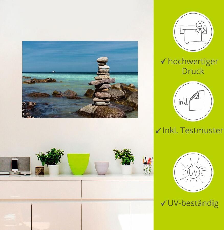 Artland Artprint Stenen aan de kust van de Oostzee als artprint van aluminium artprint voor buiten muursticker in diverse maten - Foto 2