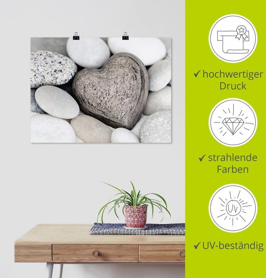 Artland Artprint Stenen hart als artprint op linnen poster muursticker in verschillende maten - Foto 2