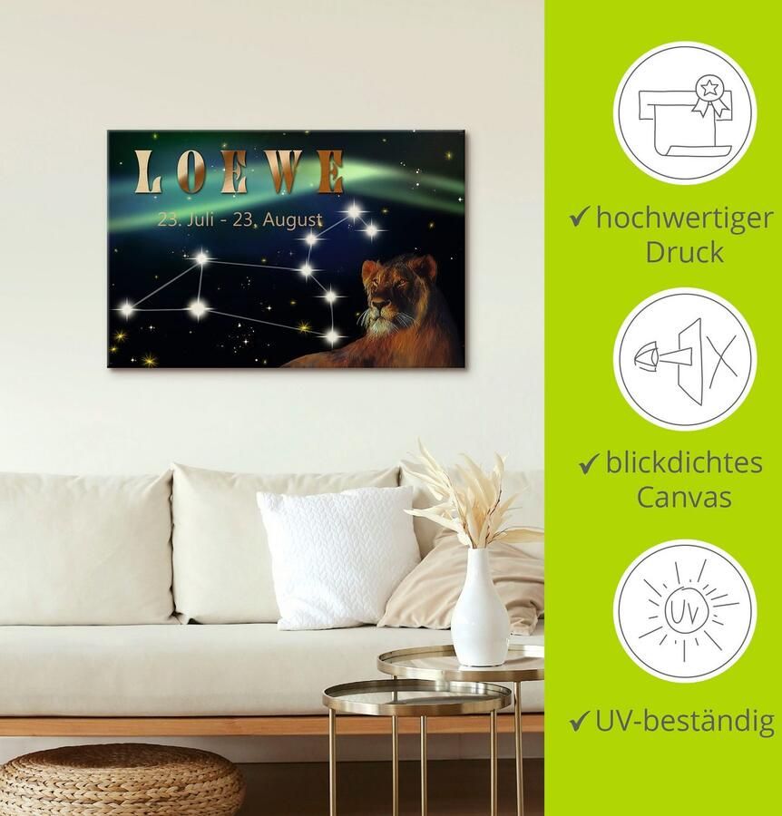 Artland Artprint Sterrenbeeld leeuw als artprint op linnen poster muursticker in verschillende maten - Foto 3