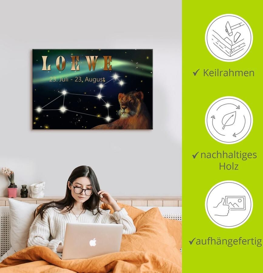 Artland Artprint Sterrenbeeld leeuw als artprint op linnen poster muursticker in verschillende maten - Foto 2