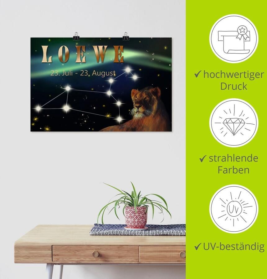 Artland Artprint Sterrenbeeld leeuw als artprint op linnen poster muursticker in verschillende maten - Foto 3