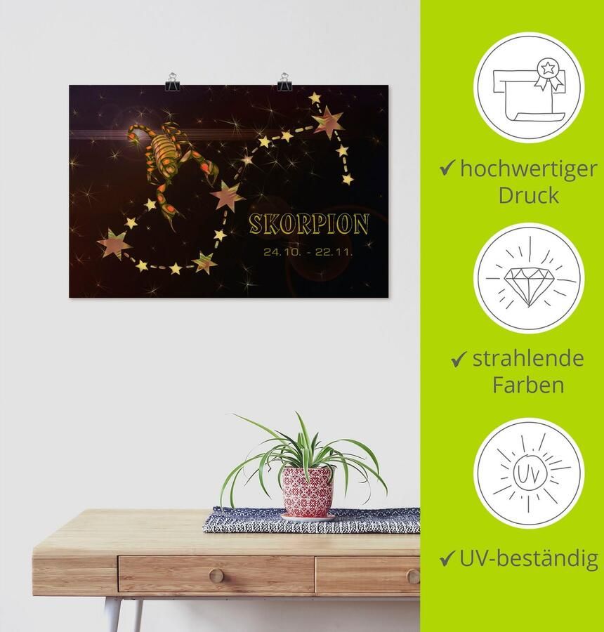 Artland Artprint Sterrenbeeld schorpioen als artprint op linnen poster in verschillende formaten maten - Foto 3