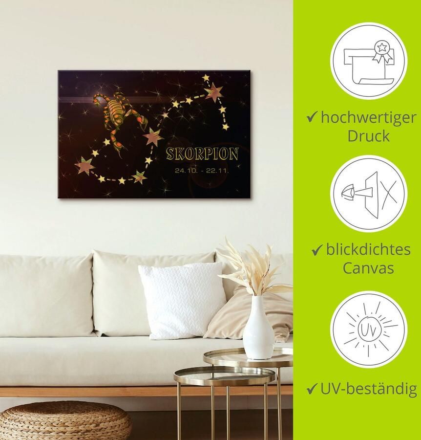 Artland Artprint Sterrenbeeld schorpioen als artprint op linnen poster in verschillende formaten maten - Foto 4