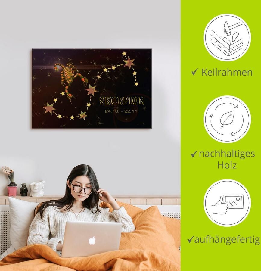 Artland Artprint Sterrenbeeld schorpioen als artprint op linnen poster in verschillende formaten maten - Foto 3