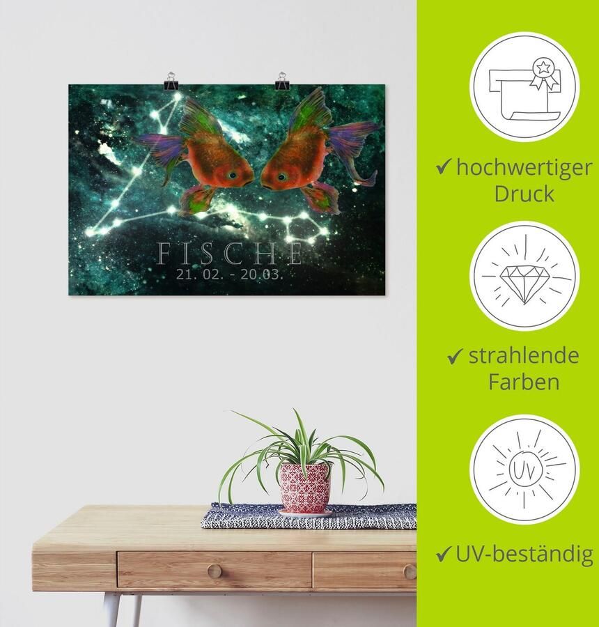 Artland Artprint Sterrenbeeld vissen als artprint op linnen poster in verschillende formaten maten - Foto 3