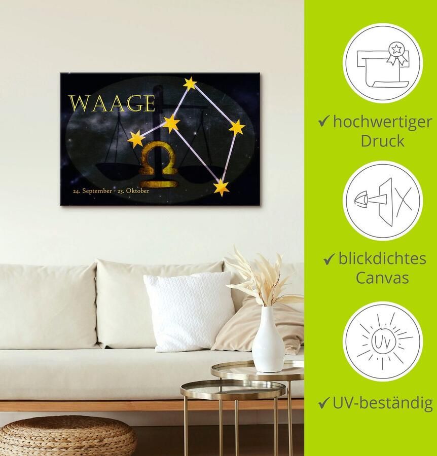 Artland Artprint Sterrenbeeld weegschaal als artprint op linnen poster muursticker in verschillende maten - Foto 3