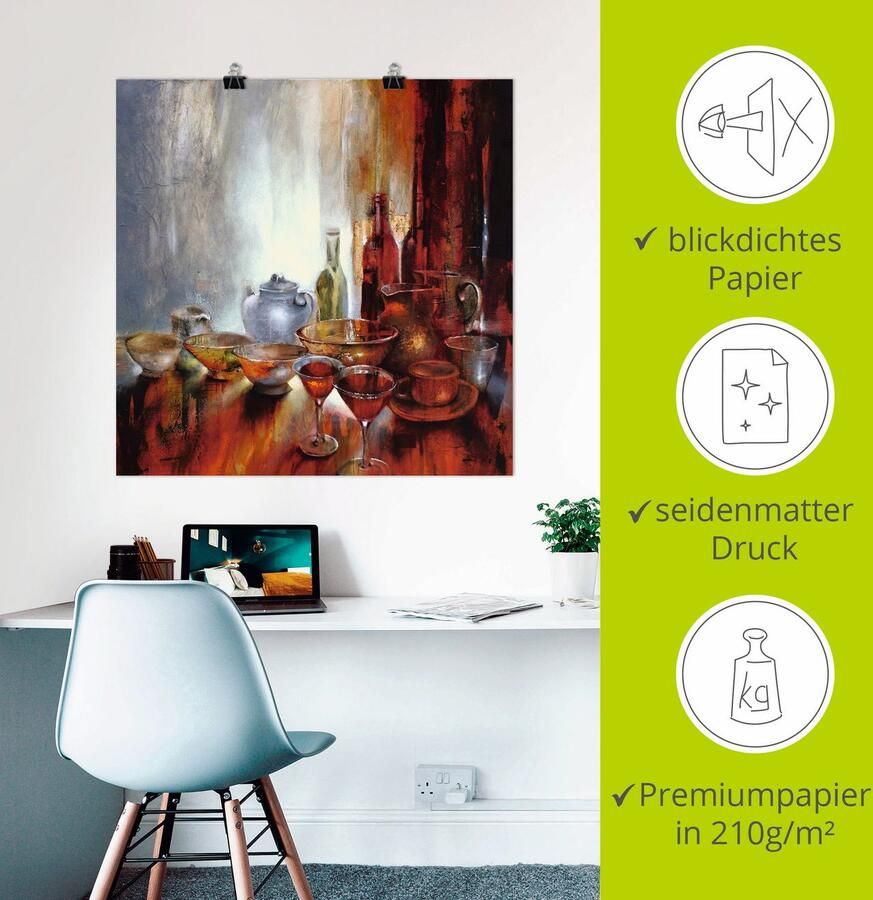 Artland Artprint Stilleven met grijze theepot als artprint van aluminium artprint op linnen muursticker of poster in verschillende maten - Foto 2