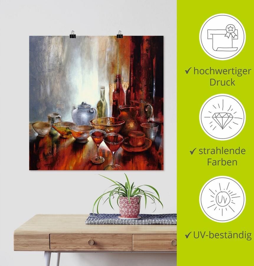 Artland Artprint Stilleven met grijze theepot als artprint van aluminium artprint op linnen muursticker of poster in verschillende maten - Foto 3
