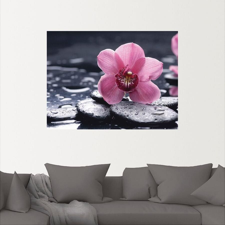 Artland Artprint Stilleven met kiezel en een orchidee als artprint van aluminium artprint voor buiten artprint op linnen poster muursticker - Foto 2