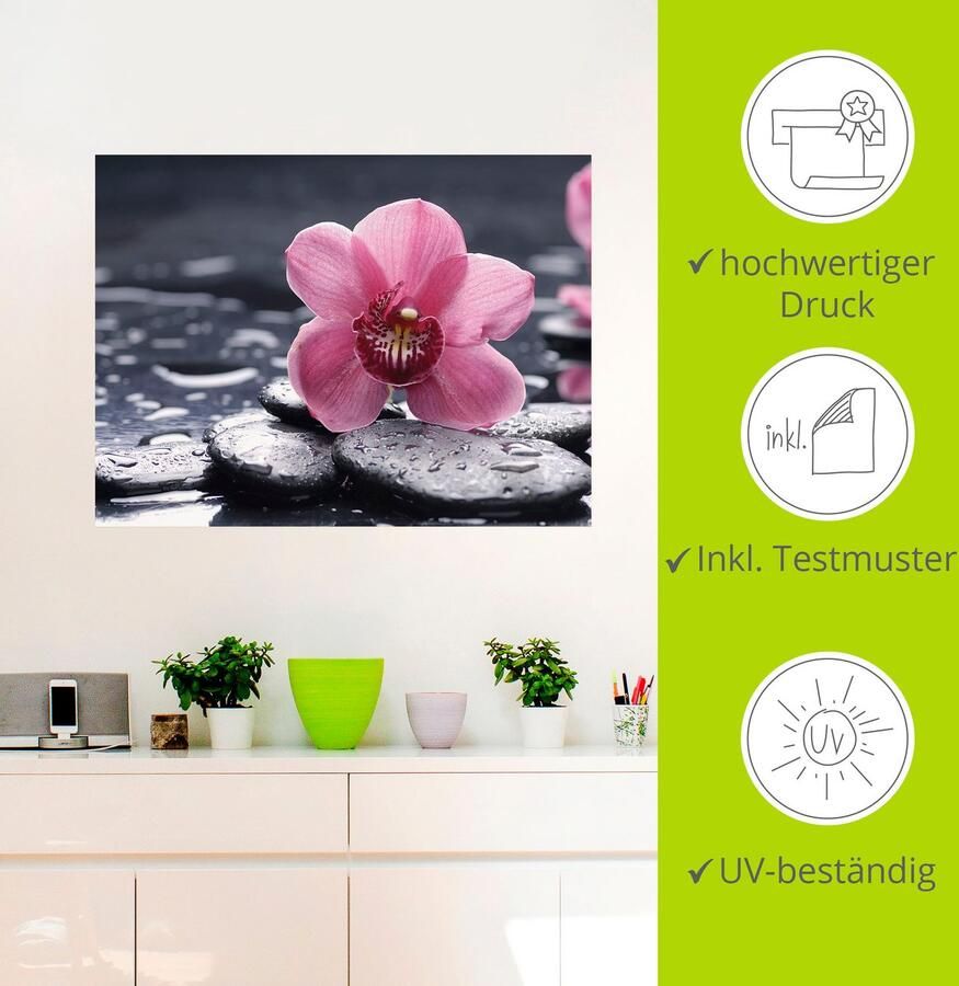 Artland Artprint Stilleven met kiezel en een orchidee als artprint van aluminium artprint voor buiten artprint op linnen poster muursticker - Foto 3