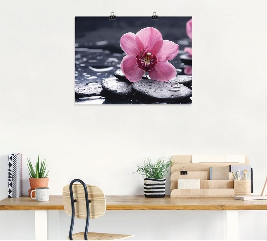 Artland Artprint Stilleven met kiezel en een orchidee als artprint van aluminium artprint voor buiten artprint op linnen poster muursticker - Foto 4