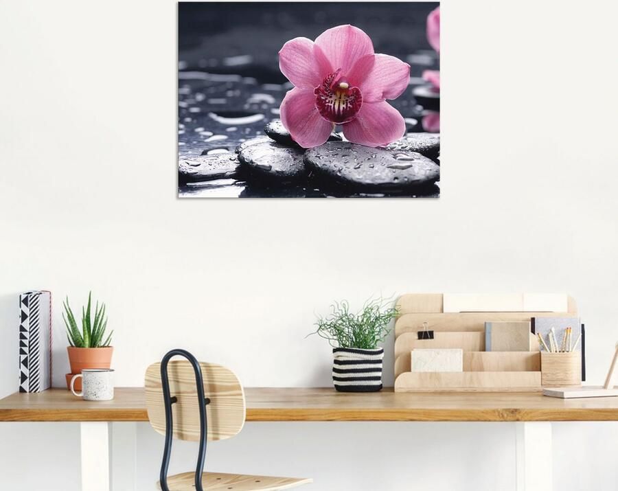 Artland Artprint Stilleven met kiezel en een orchidee als artprint van aluminium artprint voor buiten artprint op linnen poster muursticker - Foto 6