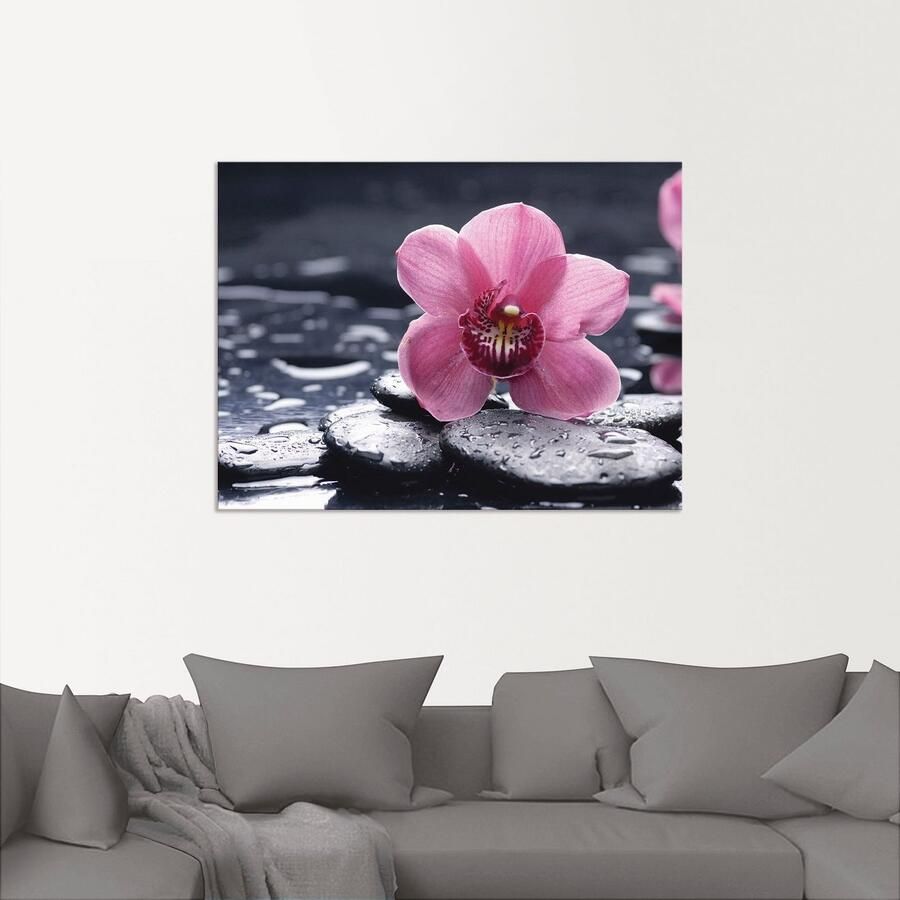 Artland Artprint Stilleven met kiezel en een orchidee als artprint van aluminium artprint voor buiten artprint op linnen poster muursticker - Foto 2