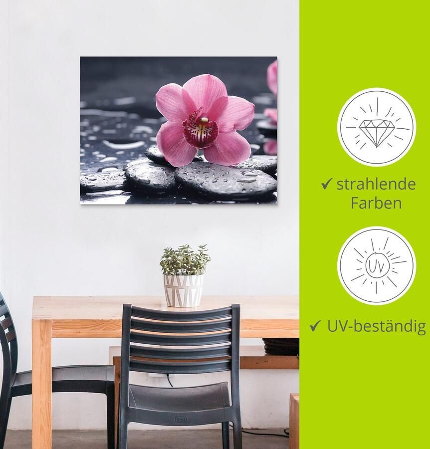 Artland Artprint Stilleven met kiezel en een orchidee als artprint van aluminium artprint voor buiten artprint op linnen poster muursticker - Foto 3