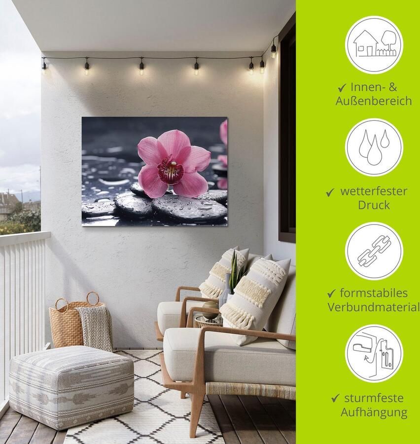 Artland Artprint Stilleven met kiezel en een orchidee als artprint van aluminium artprint voor buiten artprint op linnen poster muursticker - Foto 4