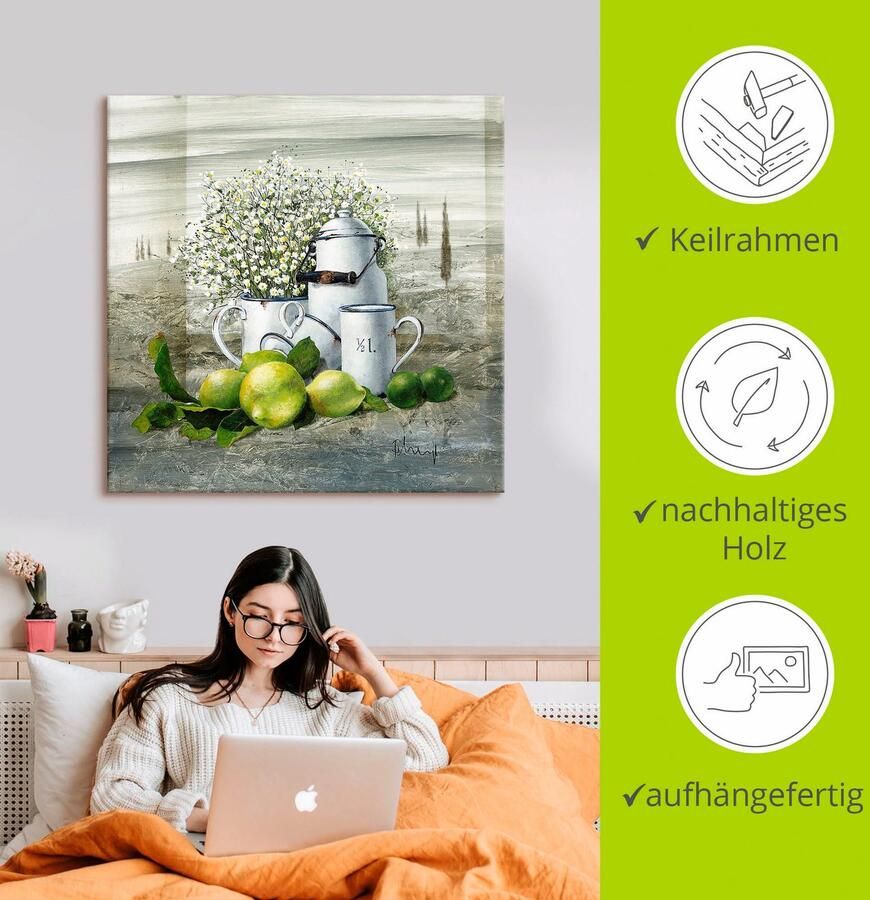 Artland Artprint Stilleven met melkkannetje als artprint op linnen poster muursticker in verschillende maten - Foto 3