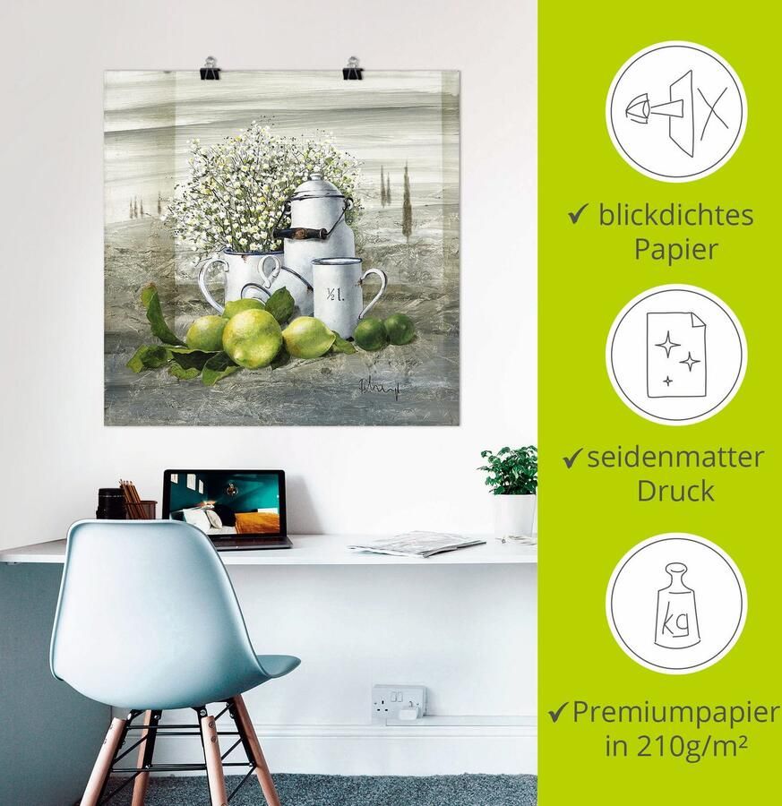 Artland Artprint Stilleven met melkkannetje als artprint op linnen poster muursticker in verschillende maten - Foto 3