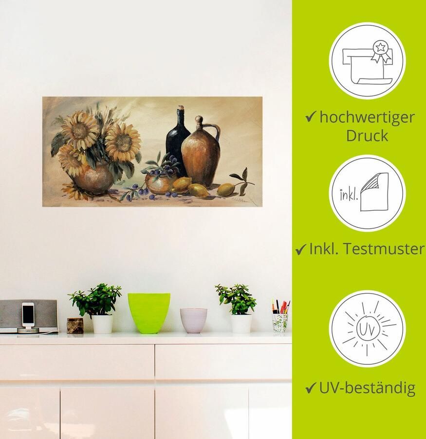 Artland Artprint Stilleven met zonnebloemen als artprint op linnen poster muursticker in verschillende maten - Foto 3