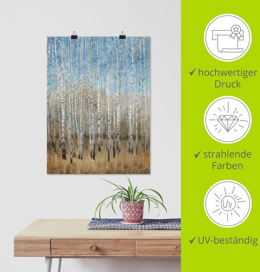 Artland Artprint Stoffige blauwe berken II als artprint op linnen poster in verschillende formaten maten - Foto 2