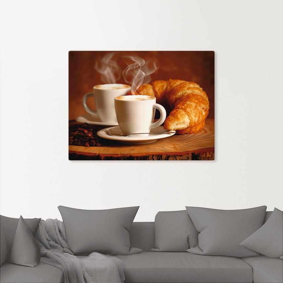 Artland Artprint Stomende cappuccino en croissant als artprint op linnen poster muursticker in verschillende maten - Foto 2