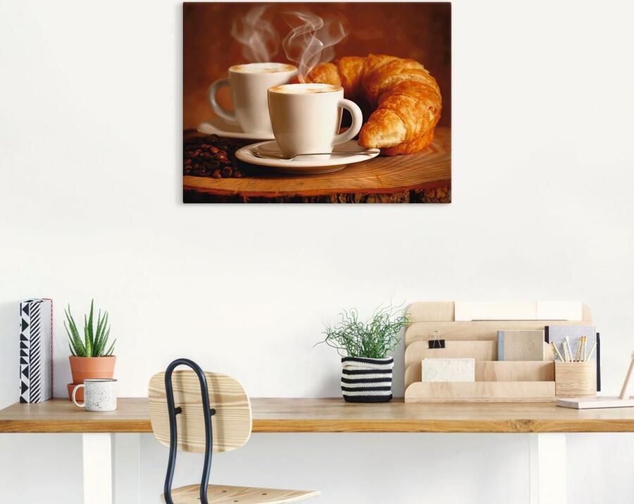 Artland Artprint Stomende cappuccino en croissant als artprint op linnen poster muursticker in verschillende maten - Foto 7