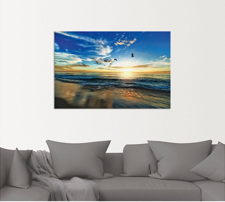Artland Artprint Strand meeuwen zee zonsondergang als artprint van aluminium artprint voor buiten artprint op linnen poster muursticker - Foto 4