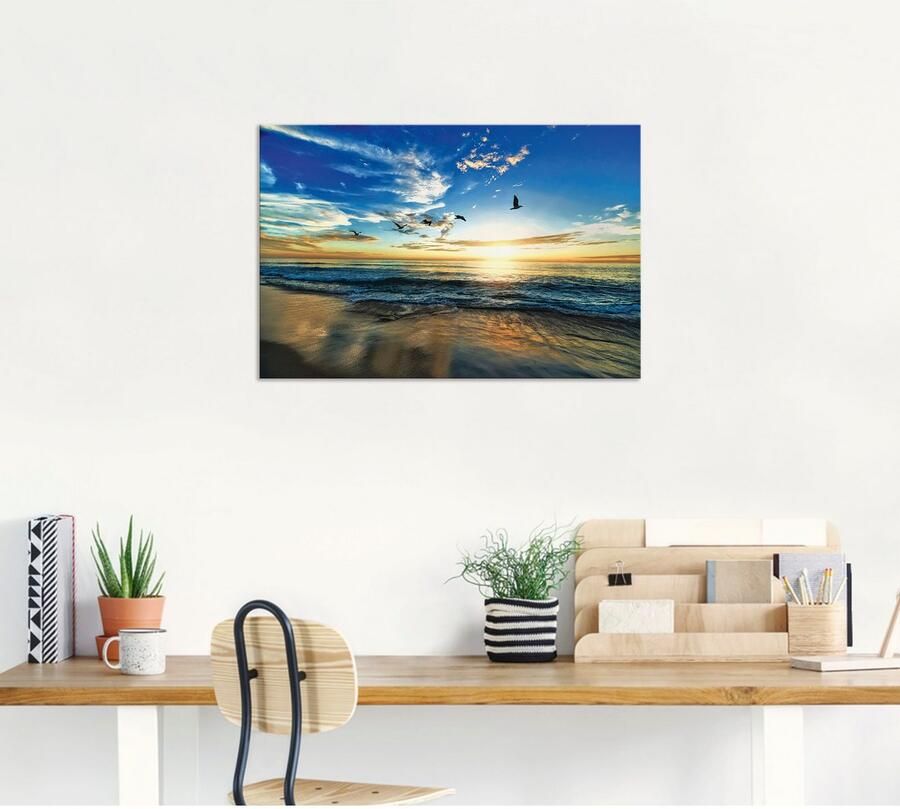 Artland Artprint Strand meeuwen zee zonsondergang als artprint van aluminium artprint voor buiten artprint op linnen poster muursticker - Foto 5