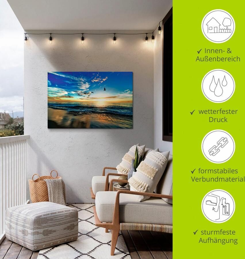 Artland Artprint Strand meeuwen zee zonsondergang als artprint van aluminium artprint voor buiten artprint op linnen poster muursticker - Foto 3