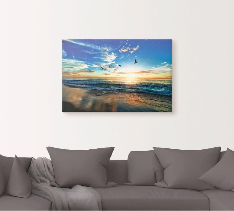 Artland Artprint Strand meeuwen zee zonsondergang als artprint van aluminium artprint voor buiten artprint op linnen poster muursticker - Foto 4