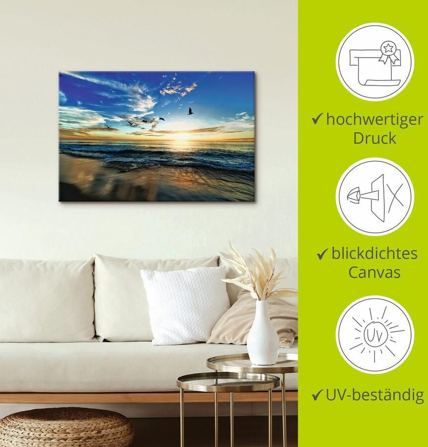 Artland Artprint Strand meeuwen zee zonsondergang als artprint van aluminium artprint voor buiten artprint op linnen poster muursticker - Foto 2