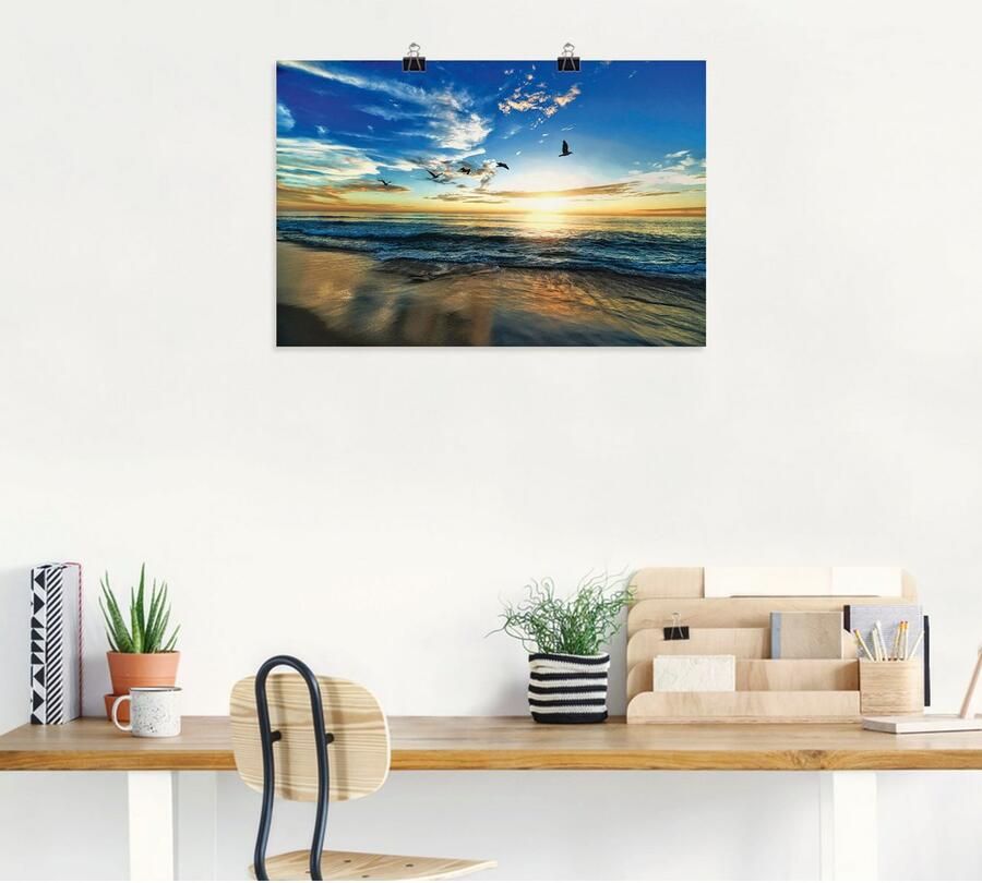 Artland Artprint Strand meeuwen zee zonsondergang als artprint van aluminium artprint voor buiten artprint op linnen poster muursticker - Foto 4