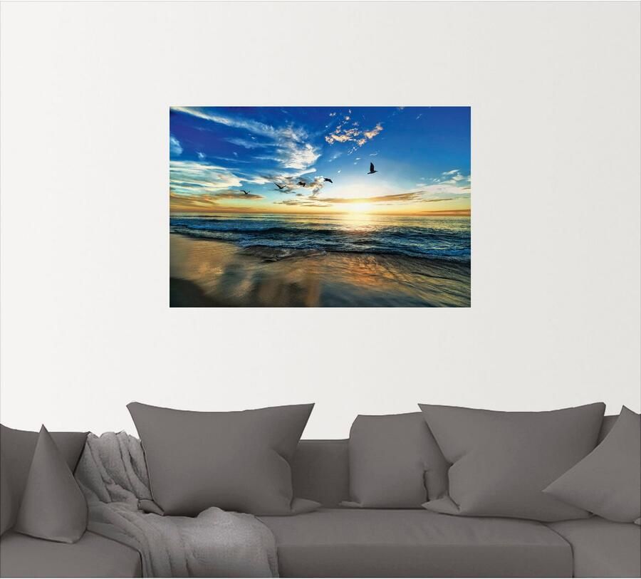 Artland Artprint Strand meeuwen zee zonsondergang als artprint van aluminium artprint voor buiten artprint op linnen poster muursticker - Foto 4