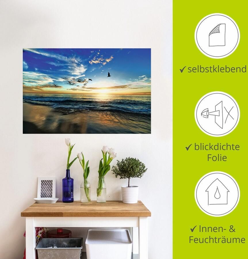 Artland Artprint Strand meeuwen zee zonsondergang als artprint van aluminium artprint voor buiten artprint op linnen poster muursticker - Foto 3