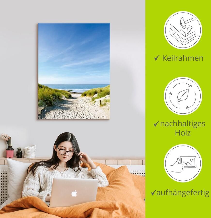 Artland Artprint Strand met duinen en weg naar het water als artprint van aluminium artprint voor buiten artprint op linnen poster muursticker - Foto 2