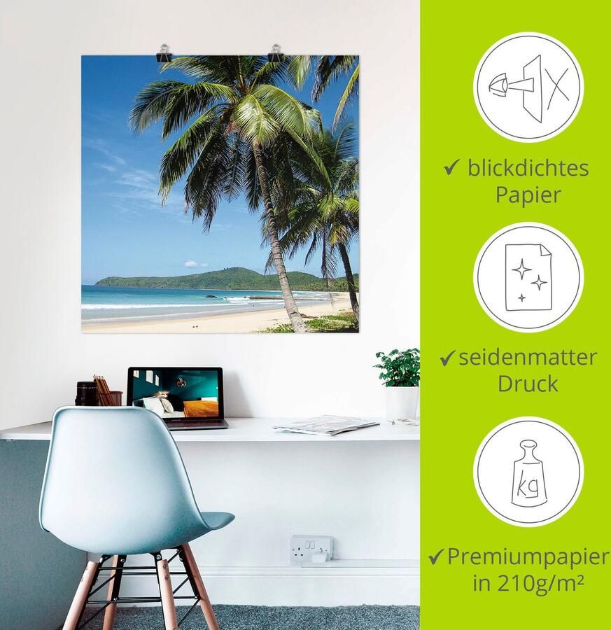 Artland Artprint Strand met palmen als artprint van aluminium artprint voor buiten artprint op linnen poster muursticker - Foto 4