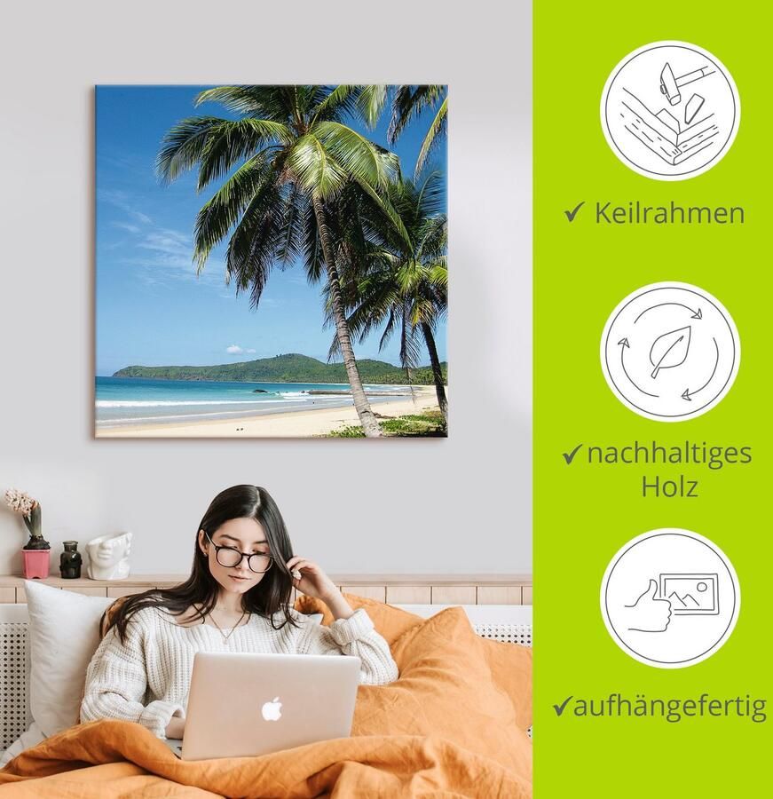 Artland Artprint Strand met palmen als artprint van aluminium artprint voor buiten artprint op linnen poster muursticker - Foto 3