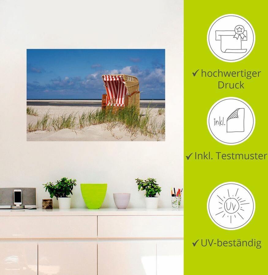 Artland Artprint Strandstoel 337 als artprint op linnen muursticker in verschillende maten - Foto 2